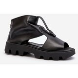 Kesi Zazoo women's leather sandals with zipper, black Cene