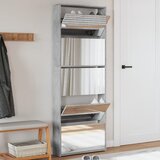  The Living Store Omarica za čevlje z ogledalom 5-nadstropna siva 63x17x169,5 cm - Omarica Za Čevlje, (21448328) Cene