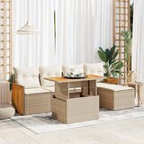  6-dijelni set vrtnih sofa s jastucima bež od poliratana bagrem | shoptok.hr