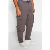 Trendyol Men's Gray Cargo Pocket Gabardine Trousers