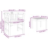  Set za odmaranje u vrtu s jastukom 3 pcs Čvrsto drvo akacije | shoptok.hr