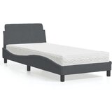 vidaXL Postelja z vzmetnico temno siv 90x190 cm žamet Cene