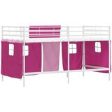  Krevet na kat za djecu s zavjesama Bijela i roza 80 x 200 cm | shoptok.hr