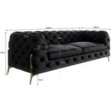 Ropez Črna žametna sedežna garnitura 225 cm Chelsea Bis – | Shoptok.si