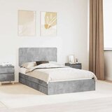  Postelja s shranjevanjem z vzglavjem Betonsko siva 135 x 190 cm, (5000106093) | Shoptok.si