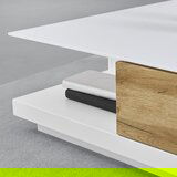 Bessagi Home klubska mizica nevio, s steklom, bela, hrast | Shoptok.si