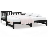 vidaXL Izvlečna dnevna postelja črna 2x(90x200) cm trdna borovina, (20600886) Cene
