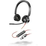 Stereo slušalke Blackwire 3320 USB-C s potrdilom Microsoft Teams + adapter USB-C/A