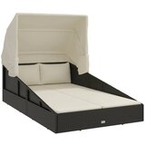 LEŽAJ za sunčanje s krovom crni 200 x 114 x 128 cm poliratan | shoptok.hr