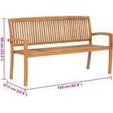  Složiva vrtna klupa s jastukom 159 cm od masovne tikovine | shoptok.hr