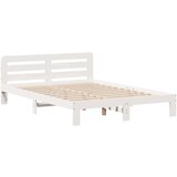 vidaXL Posteljni okvir brez vzmetnice bel 150x200 cm trdna borovina | Shoptok.si