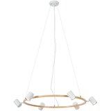 QAZQA Moderna viseča svetilka z lesnim potiskom z belo barvo 6-Lights - Jeana Circle | Shoptok.si