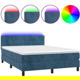  Box spring s madracem LED tamnoplavi 140x190 cm baršun | shoptok.hr