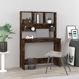 vidaXL Pisalna miza s policami dimljen hrast 102x45x148 cm inž. les | Shoptok.si