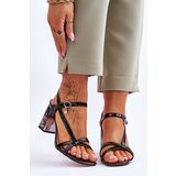 Kesi lacquered sandals with decorative heels D&A CR-232 Black Cene
