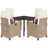  5-dijelni vrtni blagovaonski set od poliratana s jastucima bež Dužina stola 80 cm | shoptok.hr