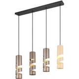 Trio Leuchten Moderne hanglamp zwart met taupe en beige 4-lichts - Stream | Shoptok.si