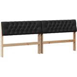 vidaXL Tapecirano vzglavje Črna 200 cm Masivno borovo les | Shoptok.si
