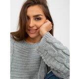 Fashion Hunters Gray sweater with braids and RUE PARIS wool Cene