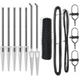 vidaXL Ograda u heksagonalnom obliku Siva 0,4x10 m Čelik, Stupovi za ograde s vrhom 7 kom Ø32 mm 60 cm Galvanizirani čelik | shoptok.hr