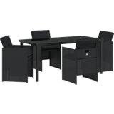 vidaXL set od 5 dijelova za objedovanje u vrtu s jastučićima crni poli ratan, vrtni stol crni 160x80x73 cm kaljeno staklo | shoptok.hr