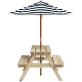  Stol za piknik za 4 djece sa suncobranom od masivne jelovine | shoptok.hr