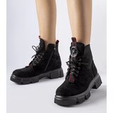 Gemre Black ankle boots decorated with red piping Monrency | Shoptok.si