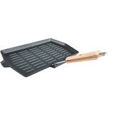 Grill King Cast Iron Jumbo grill ponev s snemljivim lesenim ročajem, 19x34 cm | Shoptok.si