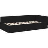  Kutni okvir kreveta s uzglavljem Crna 90 cm x 200 cm tkanina | shoptok.hr
