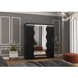ADRK Klizni ormar KANSAS s ogledalom i LED rasvjetom, 180 cm - CRNA | shoptok.hr