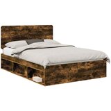  Krevetna konstrukcija s uzglavljem Dimljeni hrast 150 x 200 cm | shoptok.hr