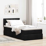  Otomanski okvir kreveta s madraca crni 90x190cm od tkanine | shoptok.hr