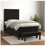 Den Box spring postelja z vzmetnico črna 80x200 cm žamet