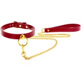 Taboom Bondage in Luxury O-Ring Collar and Chain Leash Red Cene