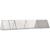 vidaXL Kletka za zajce siva 403,5x80,5x71 cm pocinkano jeklo | Shoptok.si