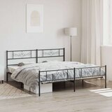 vidaXL Metalni okvir kreveta uzglavlje i podnožje crni 193x203 cm | shoptok.hr