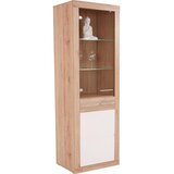 Modern Living Vitrina Malta, Bela, Barva Hrasta, Osvetlitev | Shoptok.si