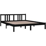  Posteljni okvir črn iz trdnega lesa 160x200 cm, (20648193) | Shoptok.si