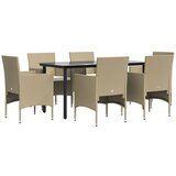  7-dijelni vrtni blagovaonski set s jastucima bež i crni | shoptok.hr