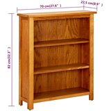  Biblioteka od masivne hrastovine s 3 police 70 x 22,5 x 82 cm | shoptok.hr