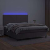 vidaXL Box spring postelja z vzmetnico LED siva 180x200cm umetno usnje | Shoptok.si