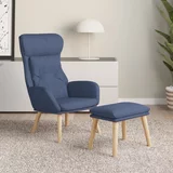  Stolica za opuštanje s tabureom od tkanine plava