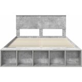  Krevetna konstrukcija s policom Betonski sivi 160 x 200 cm | shoptok.hr