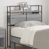 vidaXL Skladiščni naslon z vzglavjem Siva sonoma 90 cm Konstruiran les Cene