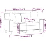 vidaXL kavč dvosed z okrasnimi blazinami krem 140 cm umetno usnje, (20921520) | Shoptok.si