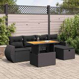 vidaXL 6-dijelni set vrtnih sofa s jastucima crni od poliratana bagrem | shoptok.hr