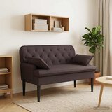 vidaXL Ljubavni kauč s gumbima Tamno smeđa 111 x 68 x 80 cm Tkanina Cijene