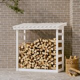 vidaXL Stojalo za drva belo 108x64,5x110 cm trdna borovina Cene
