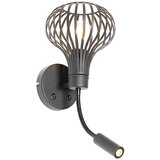 QAZQA Moderna stenska svetilka črna z bralno svetilko 2-light - Saffira Brescia Cene