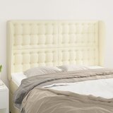 vidaXL Vzglavje z ušesi krem 147x23x118/128 cm umetno usnje | Shoptok.si